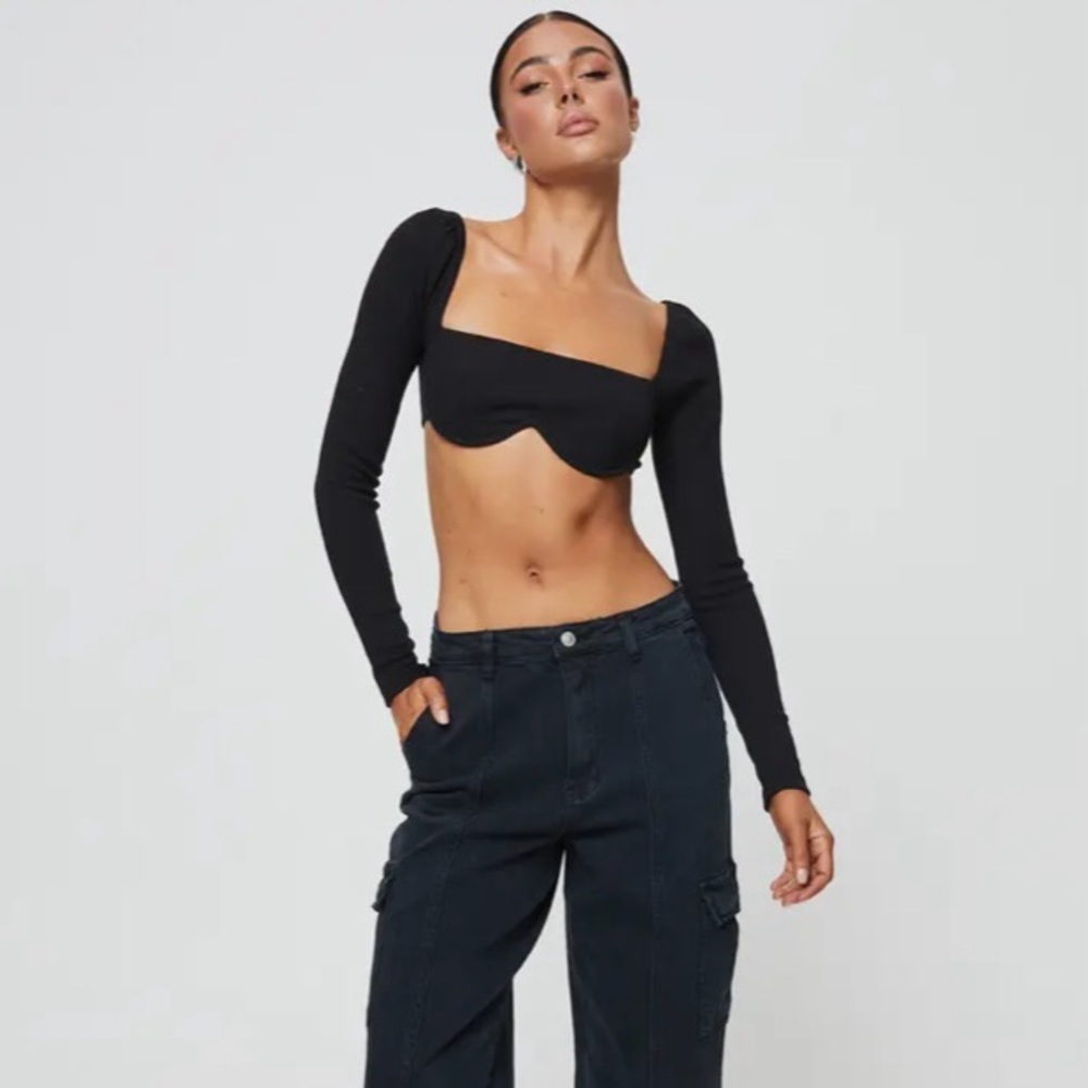 Square Neck Crop Ribbed Knit Top - Picture 5 of 10